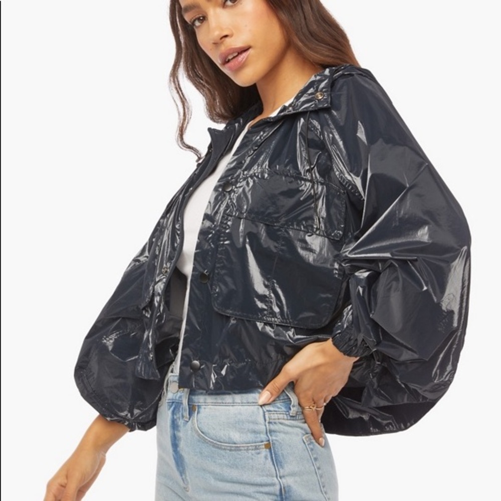 Cropped Puff Sleeve Raincoat